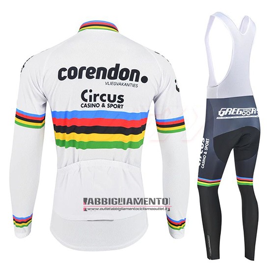 Abbigliamento UCI Mondo Campione Corendon Circus 2019 Manica Lunga e Calzamaglia Con Bretelle Bianco - Clicca l'immagine per chiudere